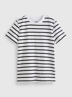 Camiseta de manga corta a rayas con cuello redondo
