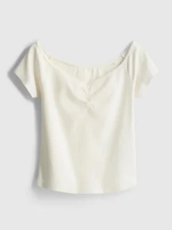 Camiseta de manga corta y escote bardot