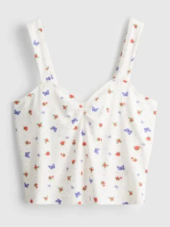 Camiseta de pijama de canalé de mariposas