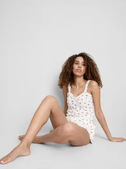 Camiseta de pijama de canalé de mariposas