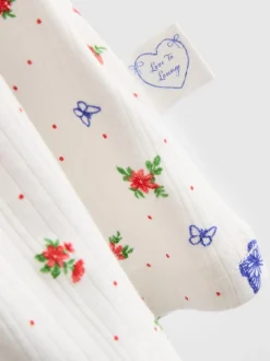 Camiseta de pijama de canalé de mariposas