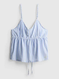 Camiseta de pijama de rayas de algodón