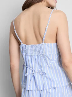 Camiseta de pijama de rayas de algodón