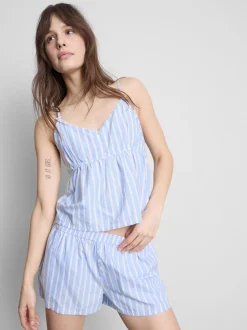 Camiseta de pijama de rayas de algodón