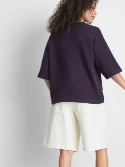 Camiseta de punto cuadrada en mezcla de lana