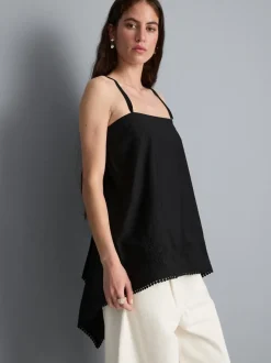 Camiseta de tirantes de algodón con bajo tipo pañuelo
