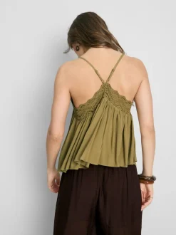 Camiseta de tirantes fluida con encaje