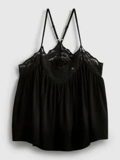 Camiseta de tirantes fluida con encaje