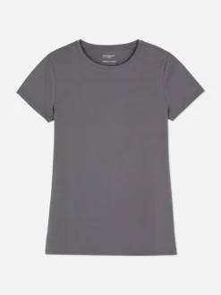 Camiseta elástica de manga corta y cuello redondo