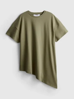 Camiseta larga asimétrica de algodón