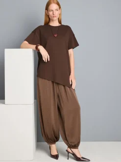Camiseta larga asimétrica de algodón