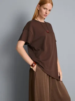 Camiseta larga asimétrica de algodón