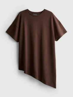 Camiseta larga asimétrica de algodón
