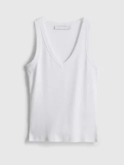 Camiseta sin mangas de algodón con cuello de pico