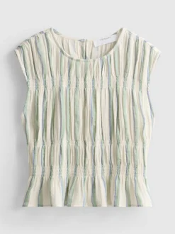 Camiseta sin mangas fruncida de algodón