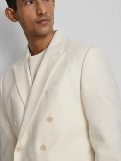 Chaqueta de traje de doble botonadura y corte recto de The Edit