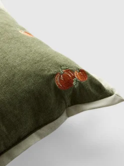 Cojín cuadrado con calabazas bordadas