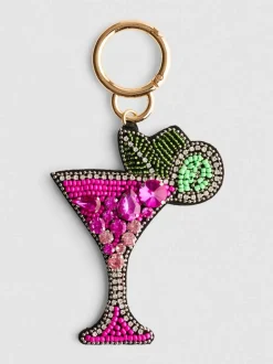 Colgante para bolso con diseño de bebida y cuentas