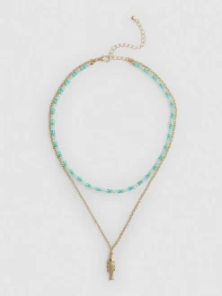 Collar a capas con colgante de pez