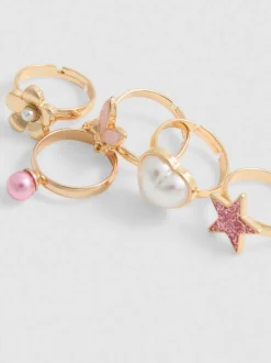 Conjunto de 5 anillos surtidos con colgantes