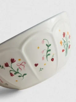Cuenco de cerámica con flores