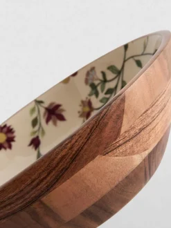 Cuenco efecto madera con estampado floral