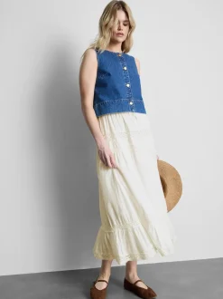 Falda de algodón midi a capas