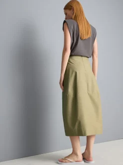 Falda midi de algodón de corte bombacho