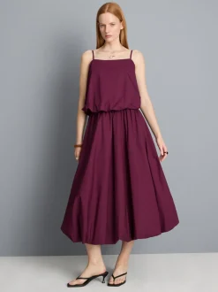 Falda midi de diseño abombado de algodón