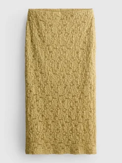 Falda midi de encaje con textura en mezcla de algodón