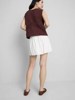 Falda pantalón corta en mezcla de lino con lazada