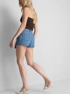 Falda pantalón vaquera asimétrica de algodón