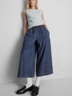 Falda-pantalón vaquera de pernera ancha