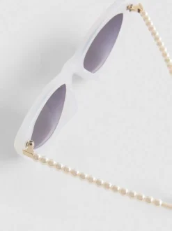 Gafas de sol estilo ojos de gato con perlas