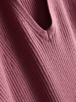Jersey canalé de cuello en pico