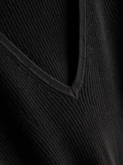 Jersey canalé de cuello en pico
