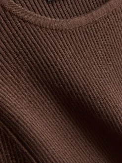 Jersey de canalé con cuello redondo