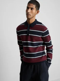 Jersey estilo polo de punto a rayas