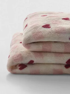 Manta supersuave a cuadros vichy con corazones