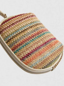 Minibolsa de maquillaje de rafia con estrella de mar