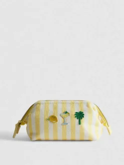 Minibolsa de maquillaje de toalla a rayas