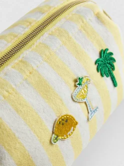 Minibolsa de maquillaje de toalla a rayas