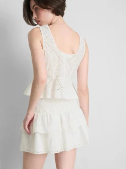 Minifalda bordada de algodón a capas