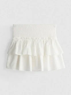 Minifalda bordada de algodón a capas