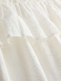 Minifalda bordada de algodón a capas