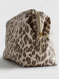 Neceser de piel sintética con estampado de leopardo