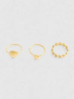 Pack de 3 anillos con conchas resistentes al agua