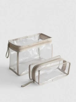 Pack de 2 bolsas de maquillaje transparentes