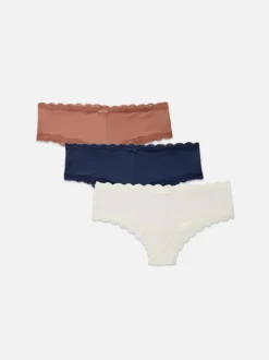 Pack de 3 braguitas acanaladas de talle bajo
