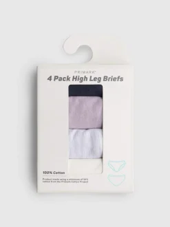 Pack de 4 braguitas altas de algodón puro